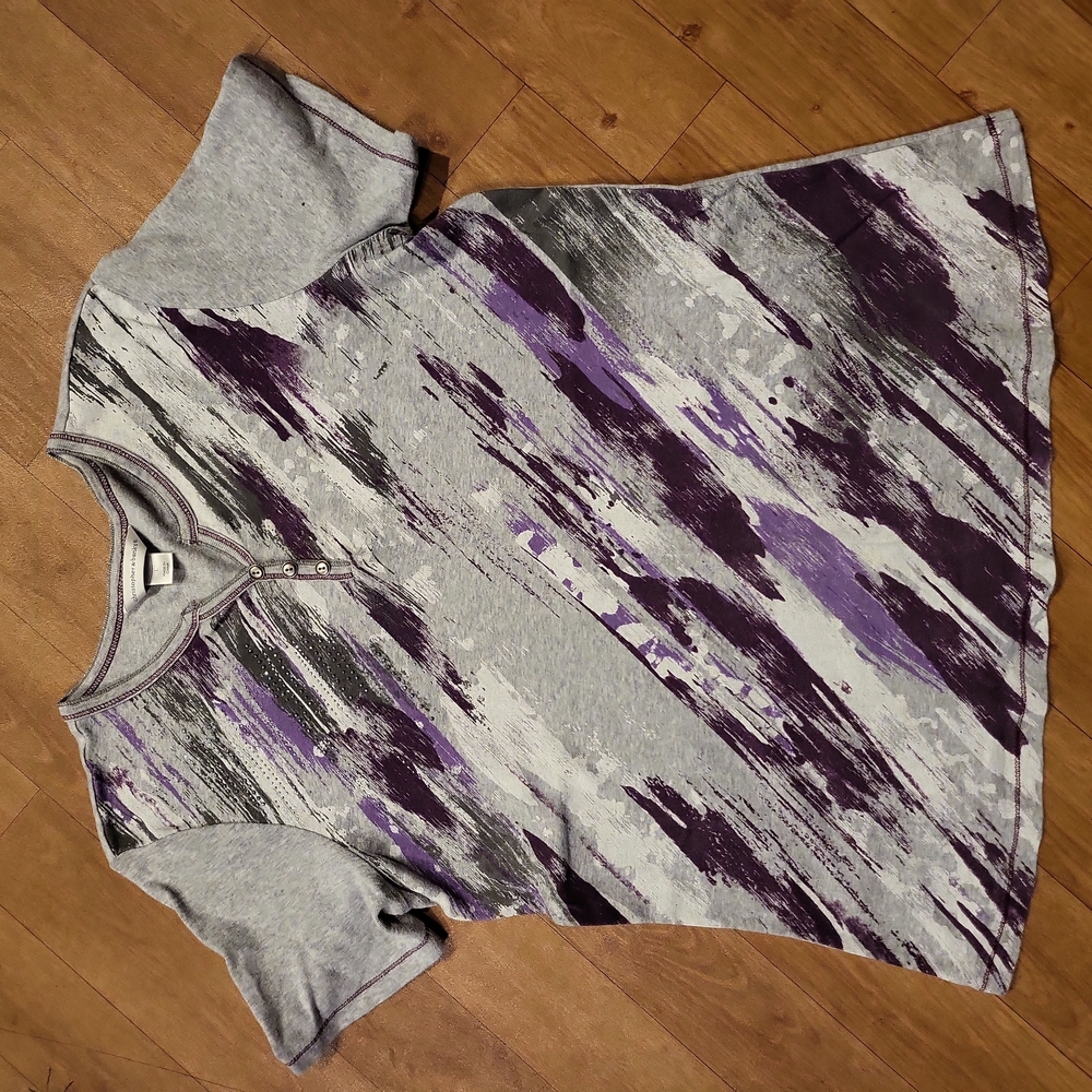 Short Sleeve Bling Henley tee
